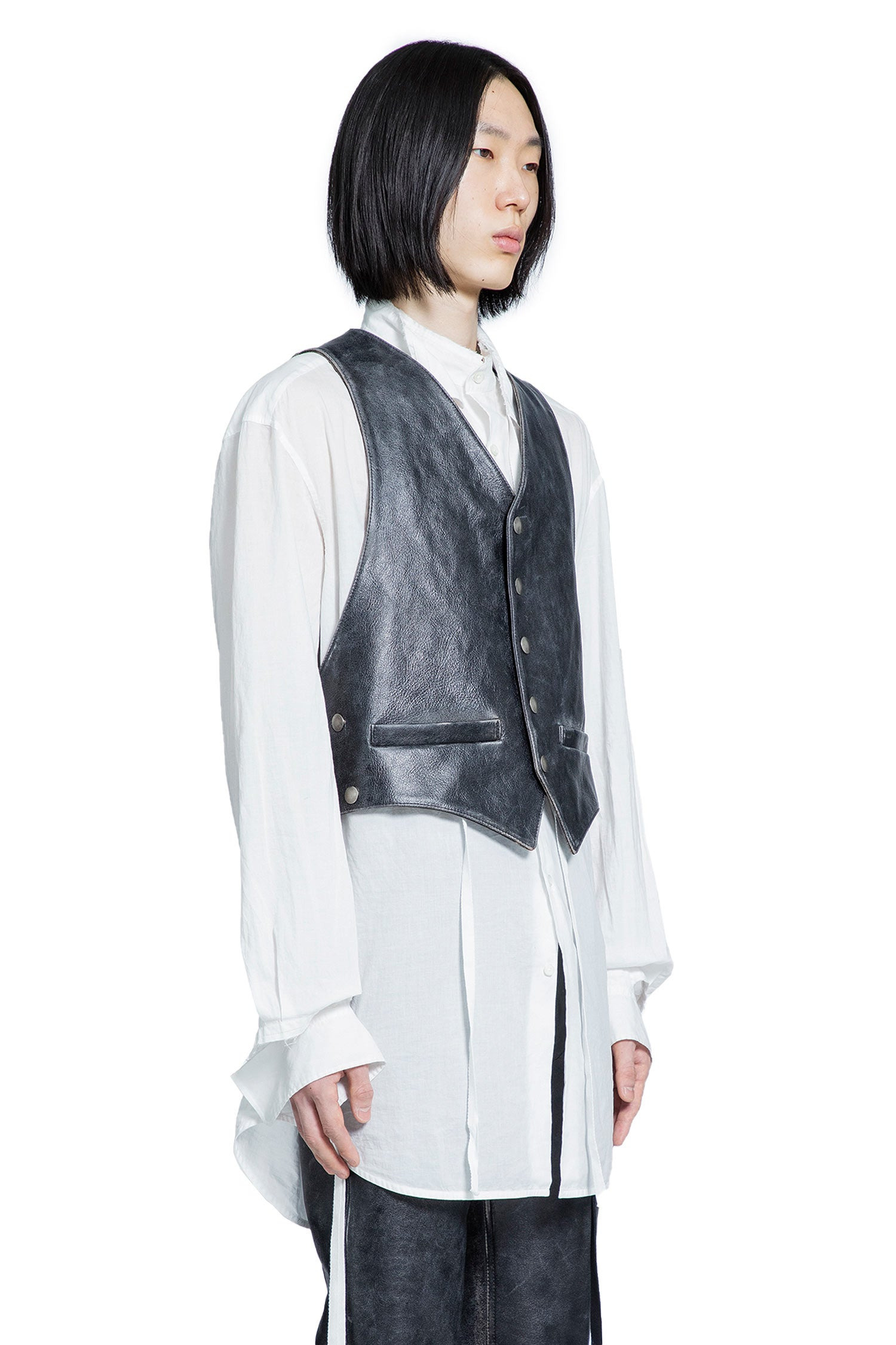 Albien Waistcoat In Distressed Leather - 2