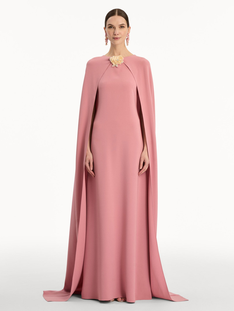 Oscar de la Renta BROOCH EMBROIDERED CAPE-BACK CAFTAN outlook