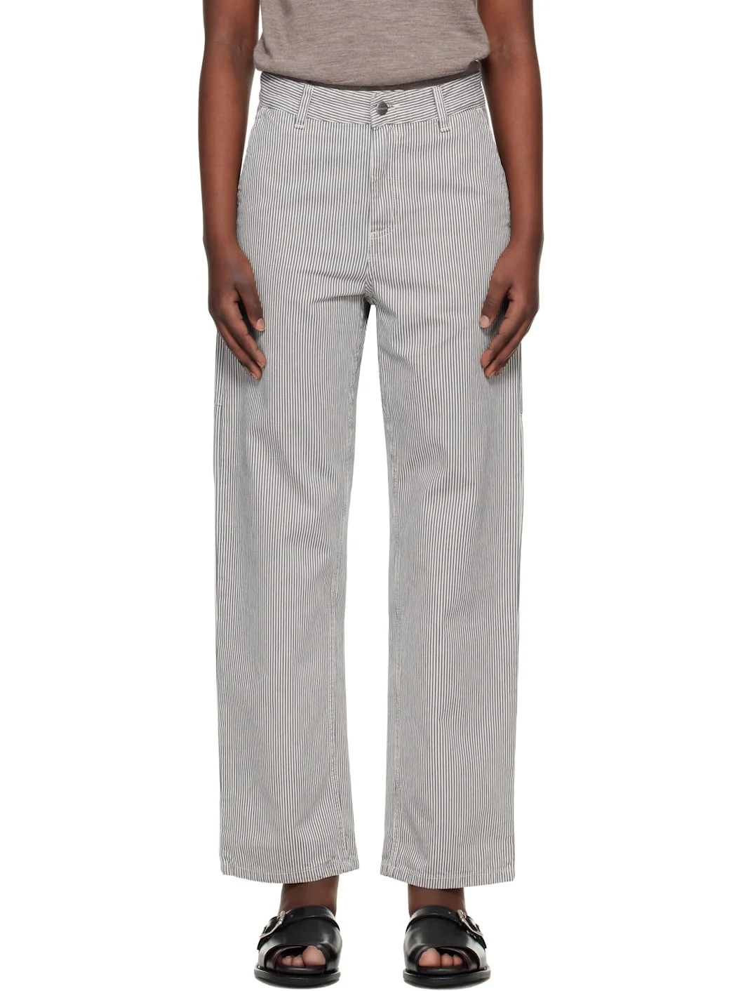 Gray Mercer Stripe Jeans - 1