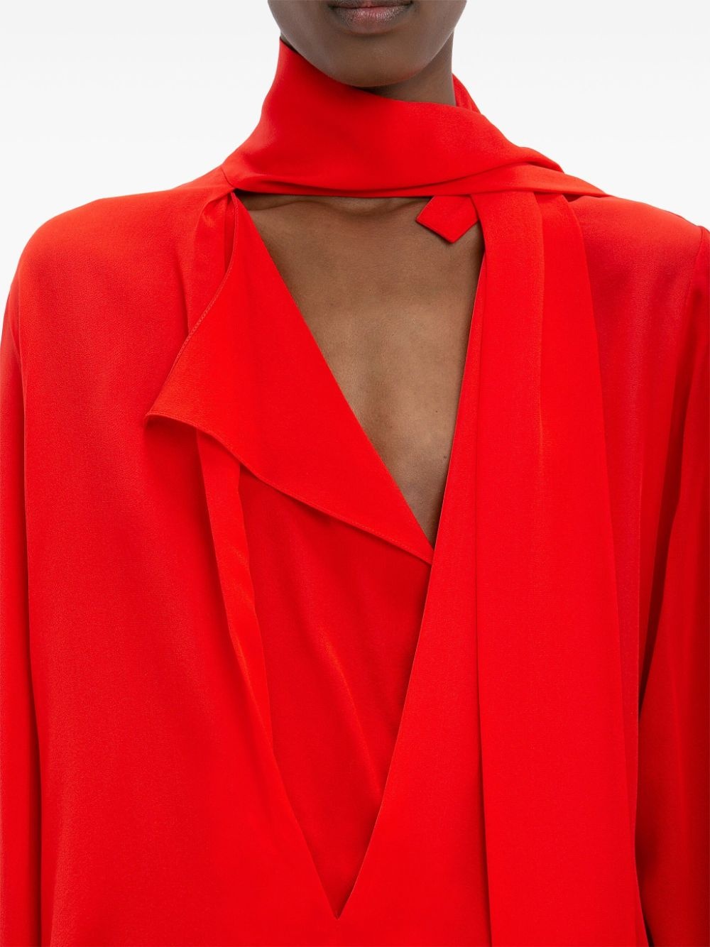 scarf-detail silk blouse - 6