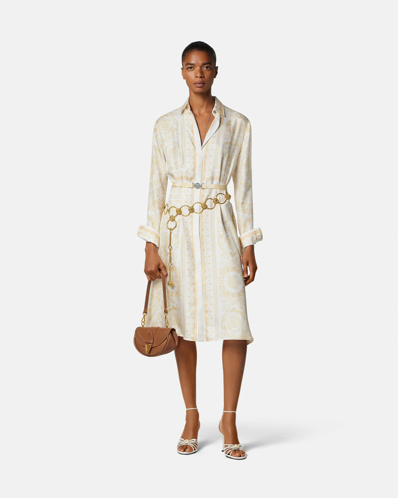 VERSACE Printed Silk Twill Midi Shirt Dress outlook
