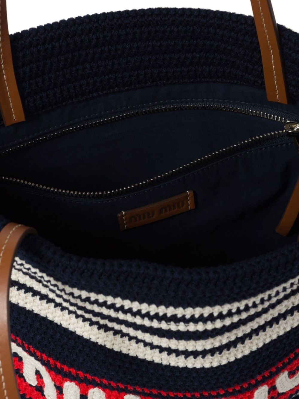 striped crochet-knit tote bag - 6