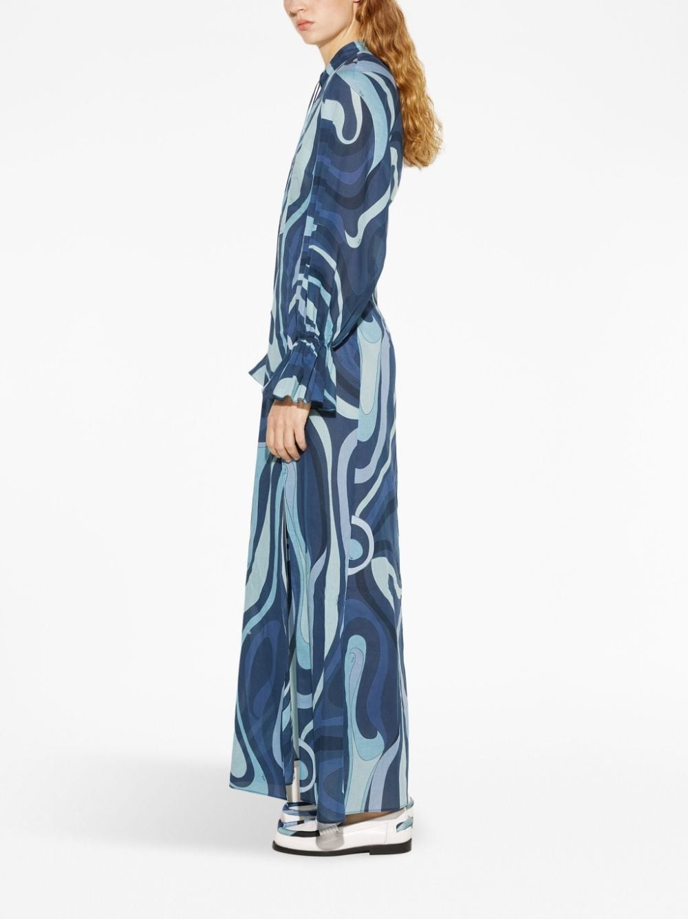 Marmo-print cotton maxi dress - 4