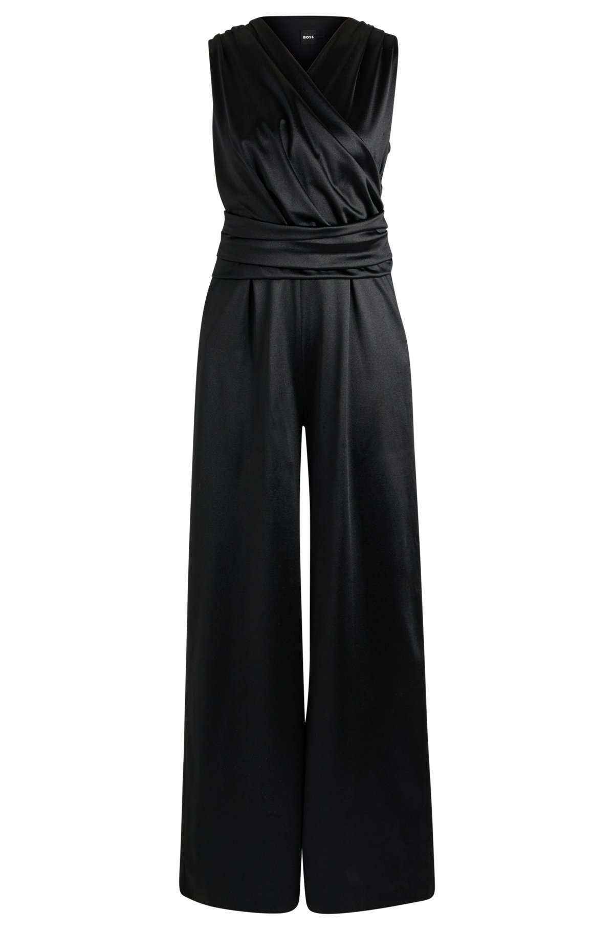 SLEEVELESS JUMPSUIT IN LUSTROUS JERSEY WITH WRAP FRONT - 1