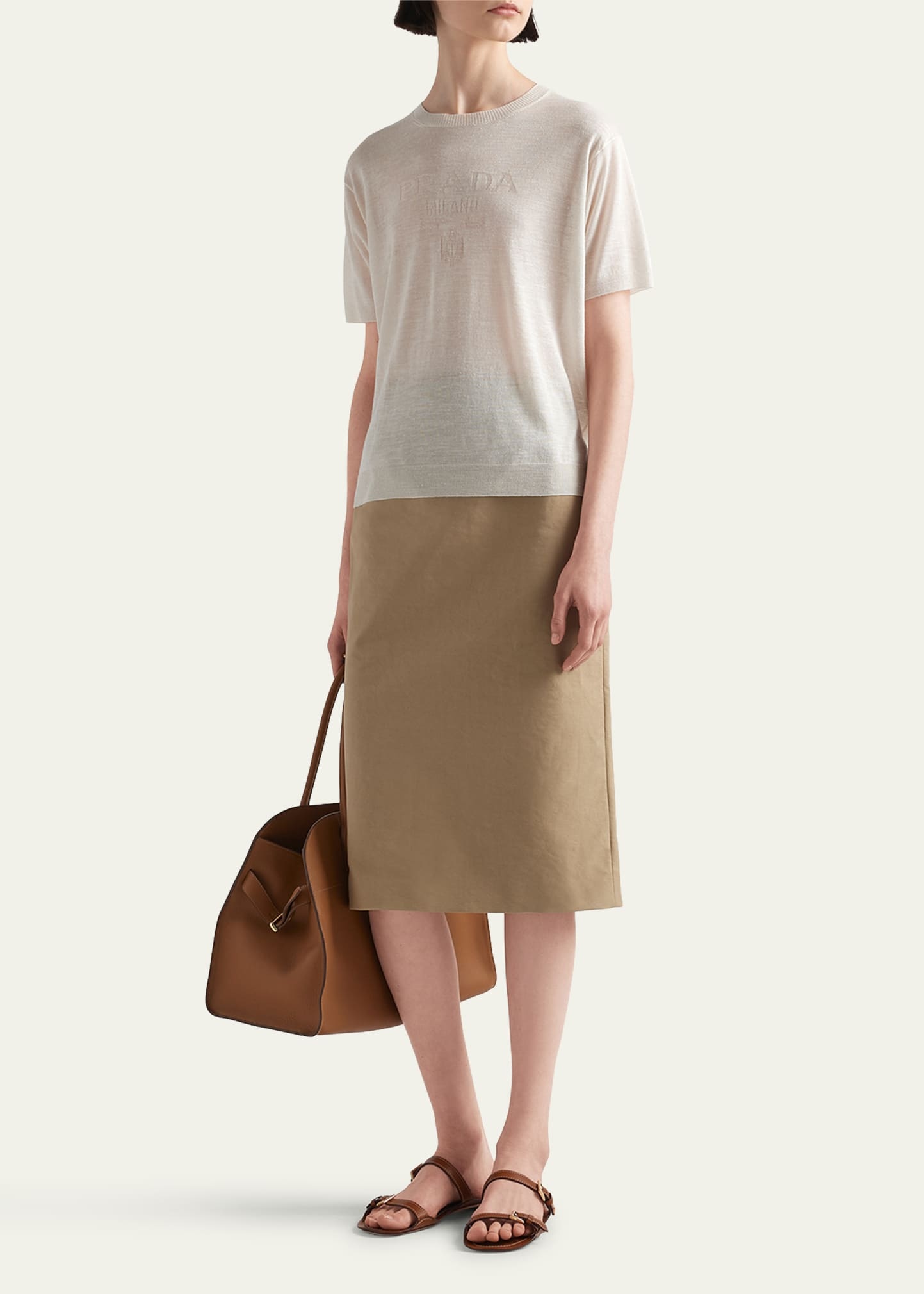 Intarsia Logo Silk Linen Knit Shirt - 2