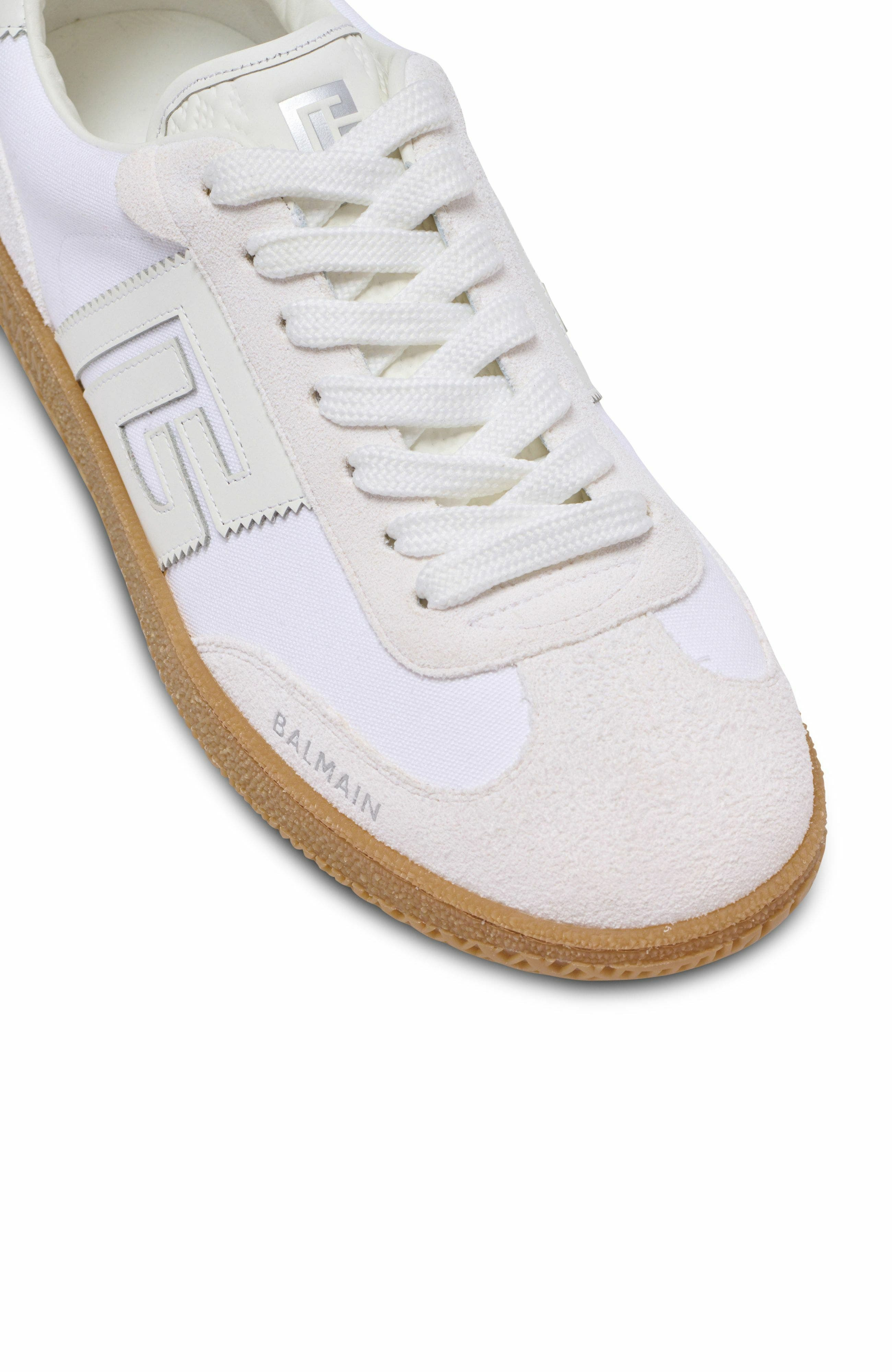 Leather and canvas Balmain Swan trainers in White at Nordstrom - 7