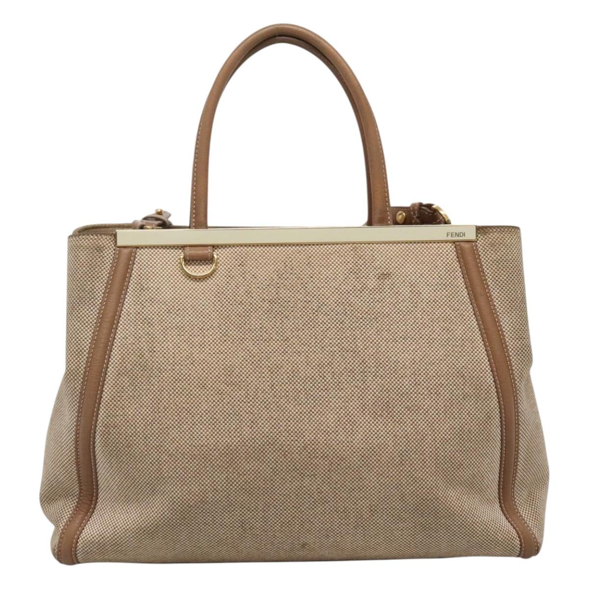 FENDI To Joule Hand Bag Canvas Gold Beige - 13