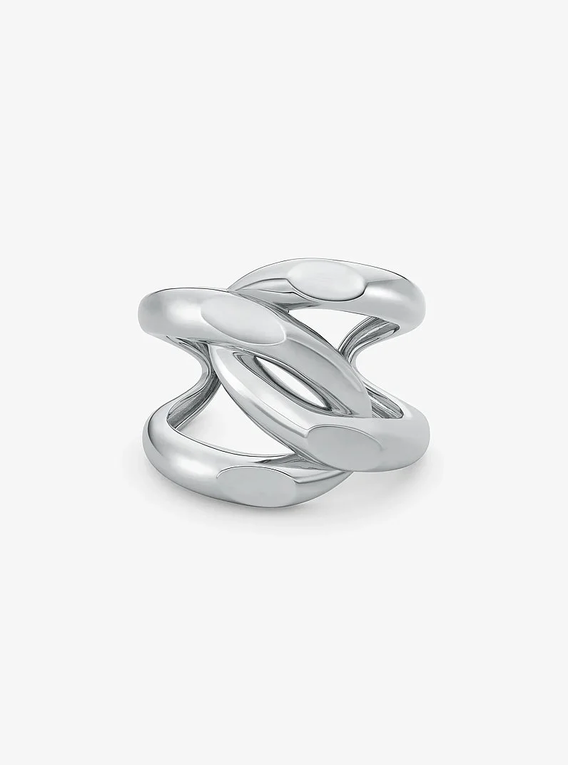 Oversized Precious Metal-Plated Brass Curb-Link Cuff - 1