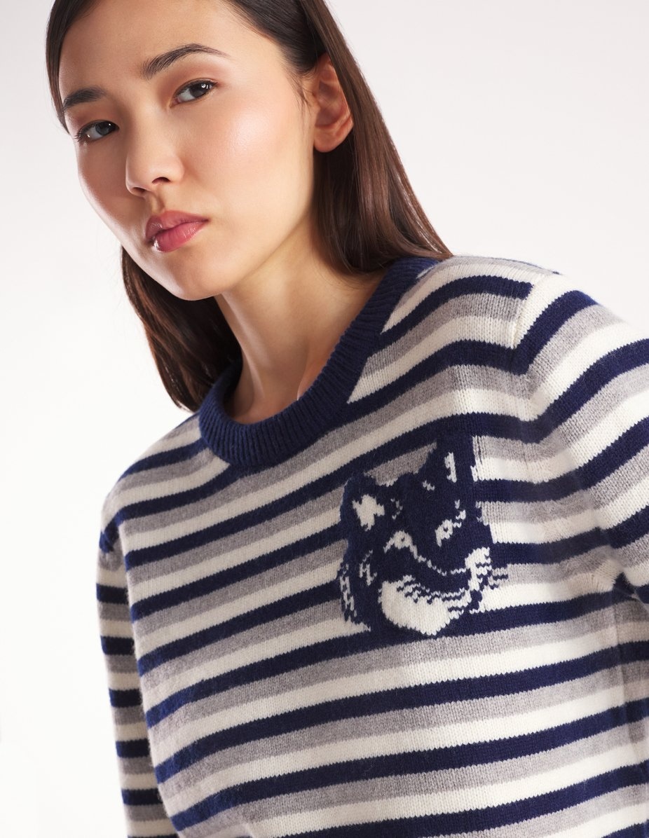 FOX HEAD INTARSIA STRIPED REGULAR JUMPER - 4