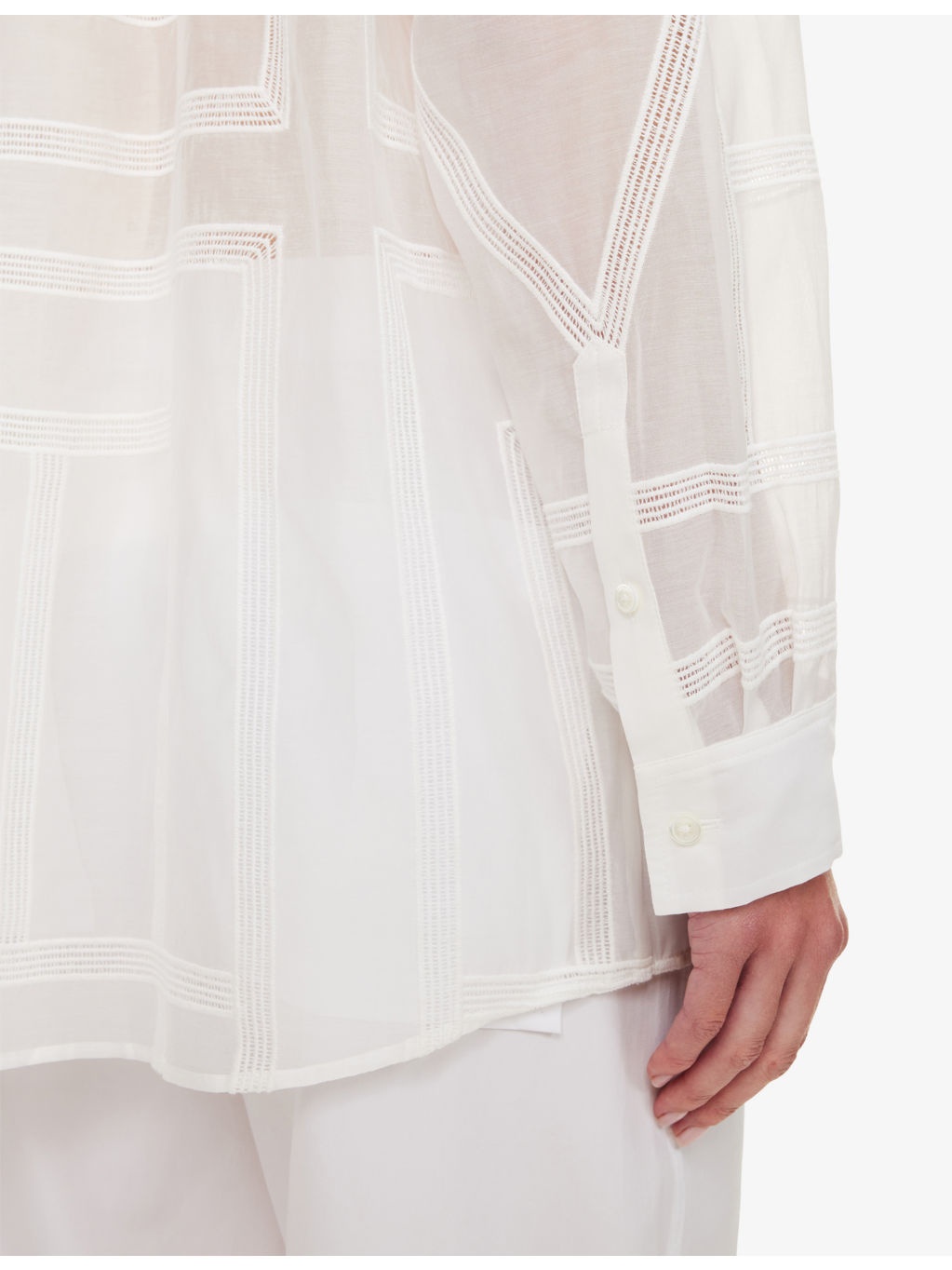 Monogram-Crochet Relaxed-Fit Cotton And Silk Shirt - 5