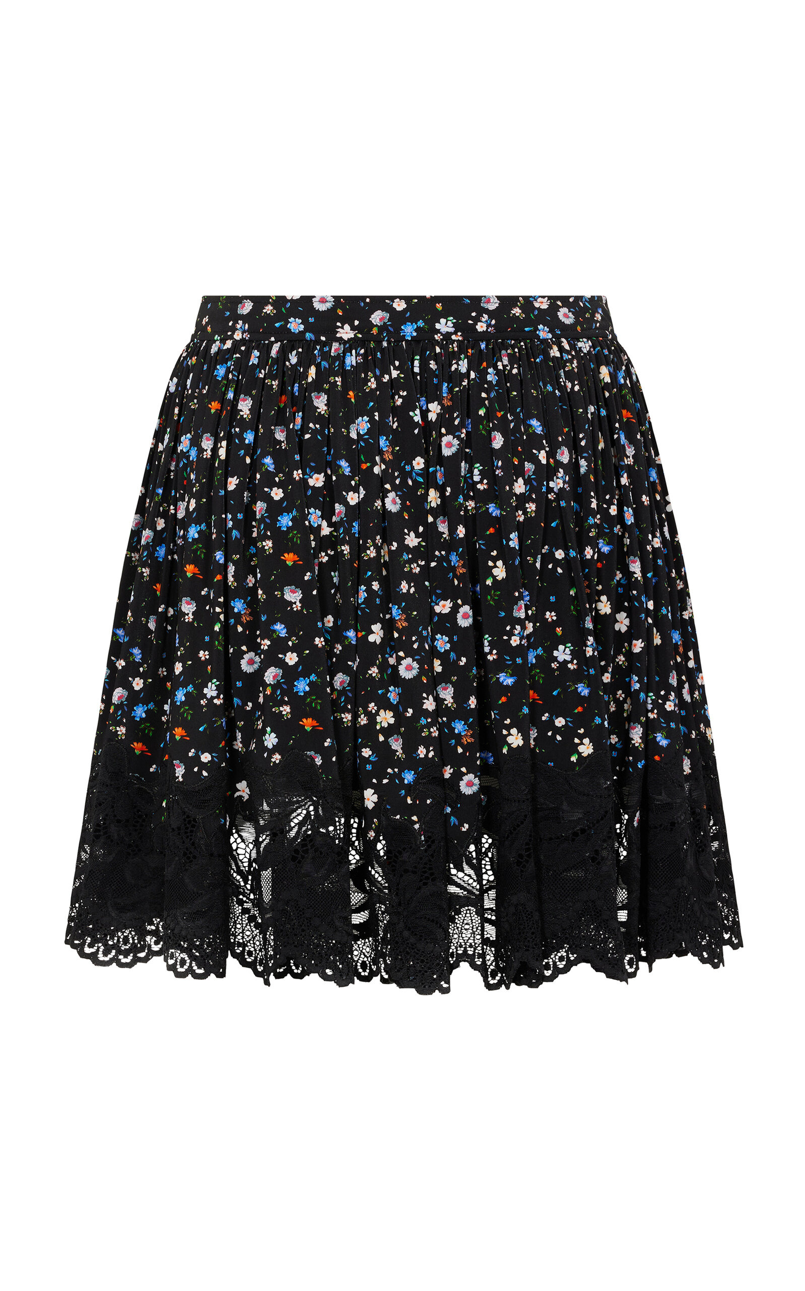 Lace-Trimmed Crepe Mini Skirt black - 2