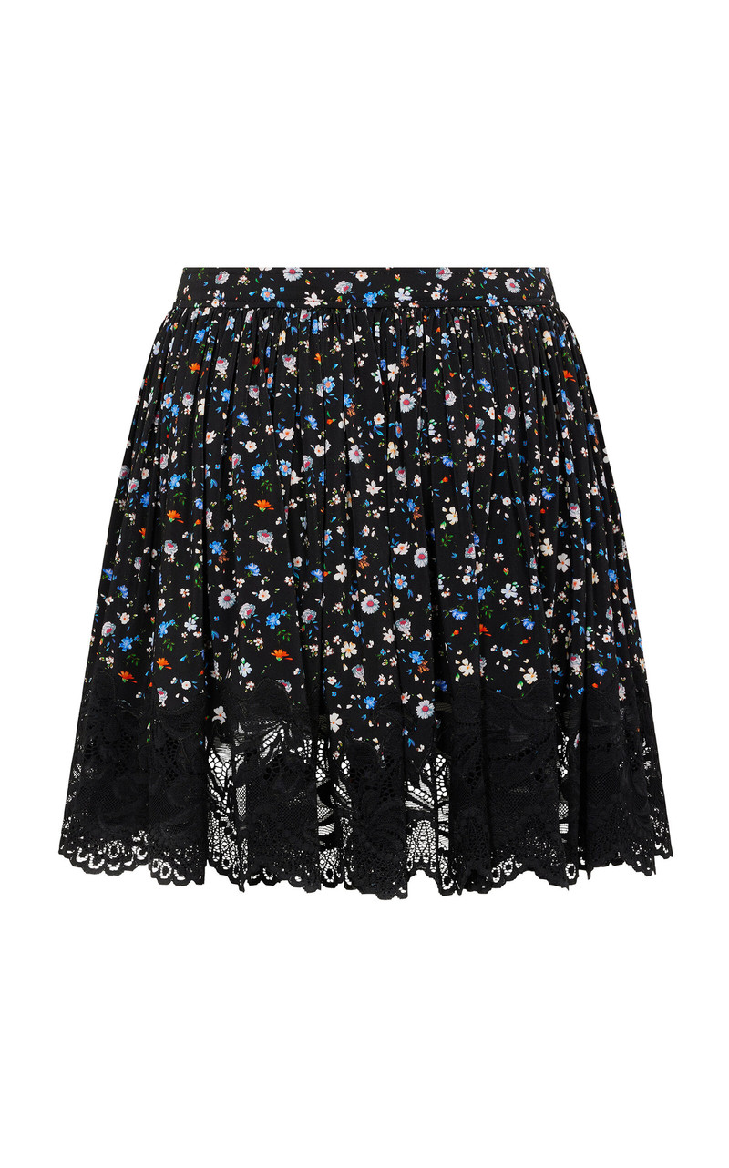 rabanne Lace-Trimmed Crepe Mini Skirt black outlook