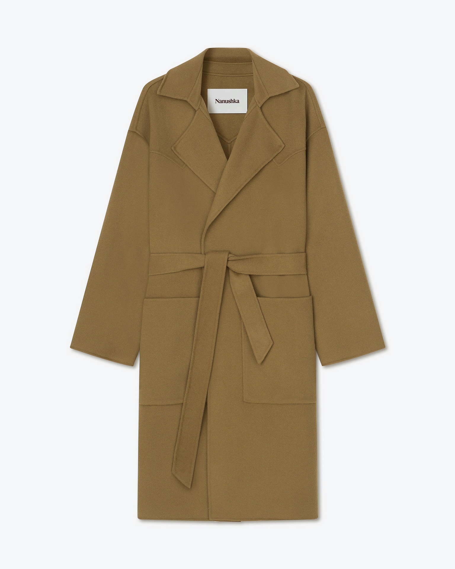 TIMO - Double wool and silk robe coat - Khaki - 1
