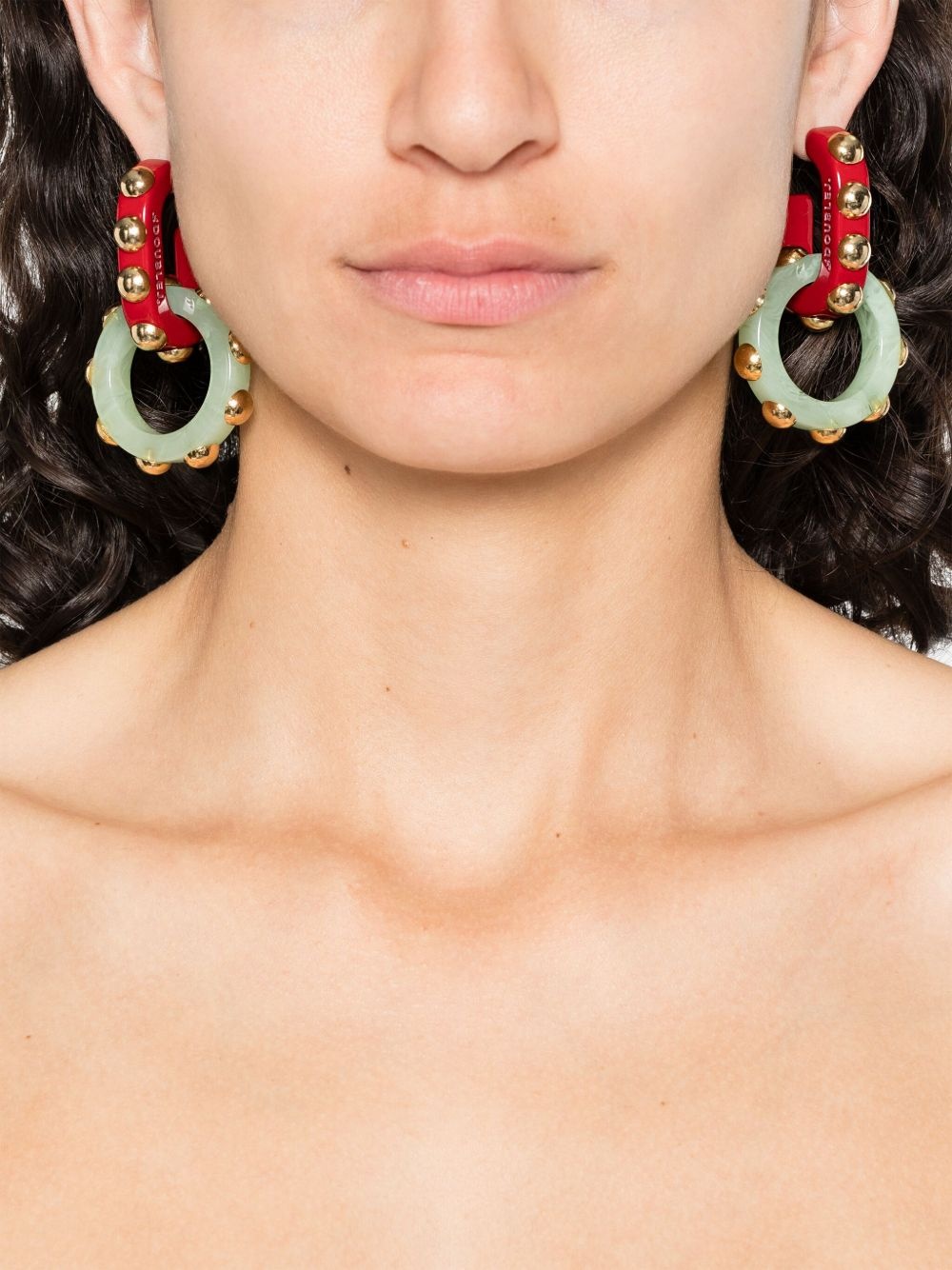 stud-embellished double hoops - 4