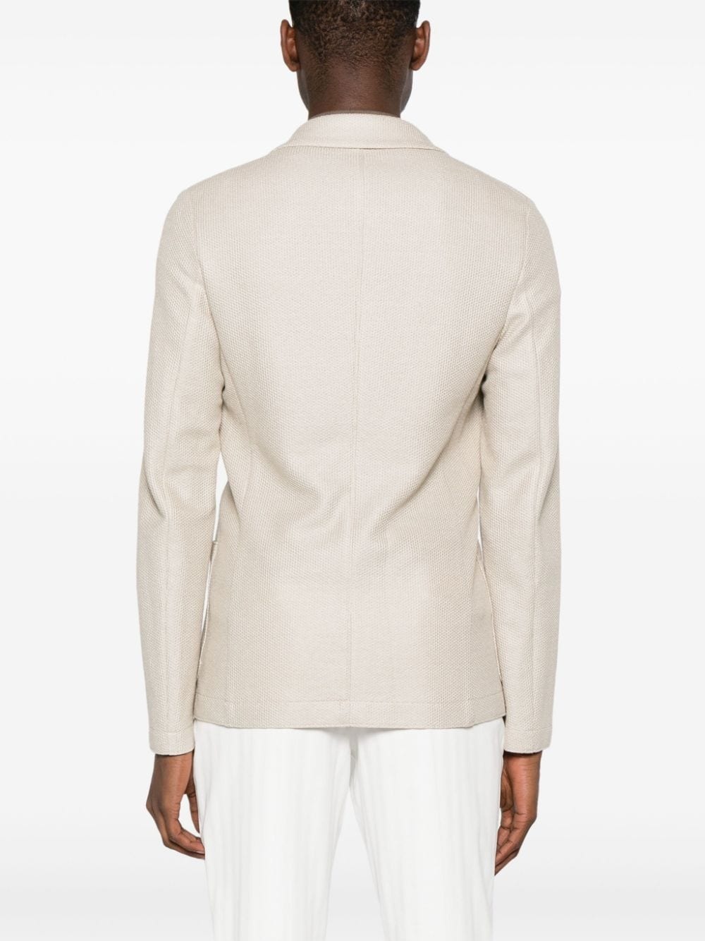 single-breasted linen blend blazer - 4