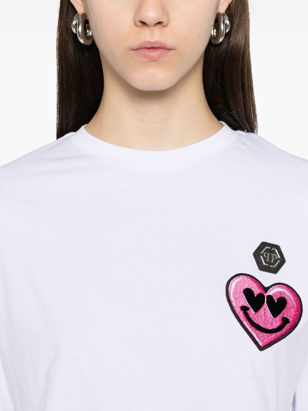 patch-detail cropped T-shirt - 5