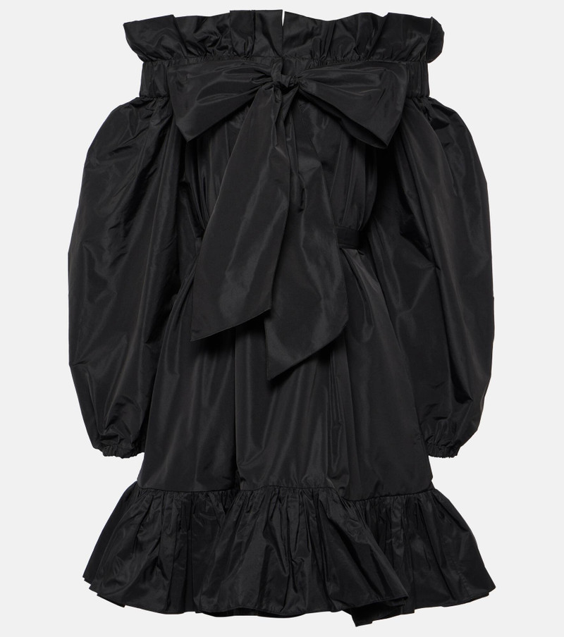Bow-detail ruffled faille minidress - 1
