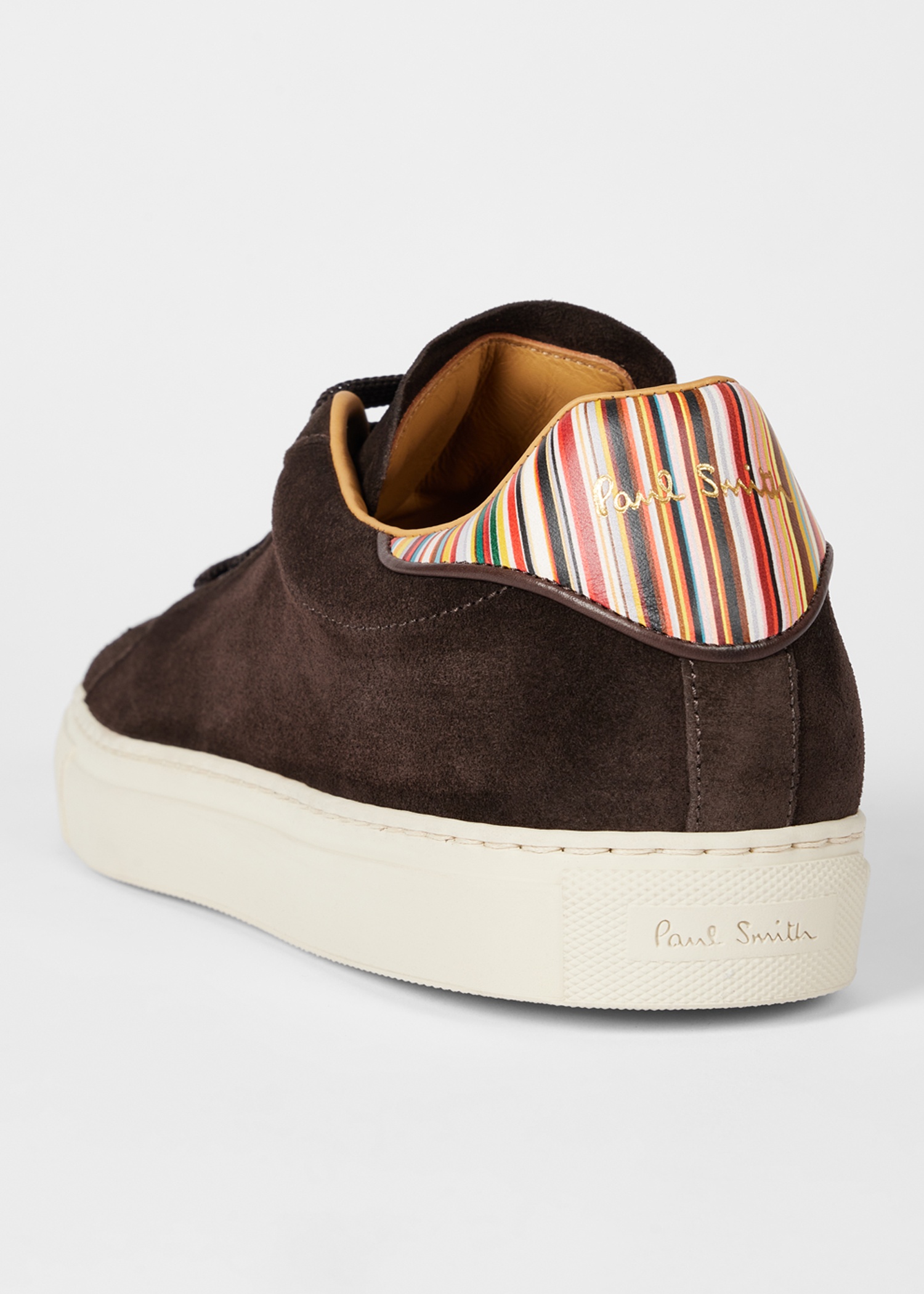 Chocolate Brown Suede 'Beck' Trainers With 'Signature Stripe' Heel Panels - 5