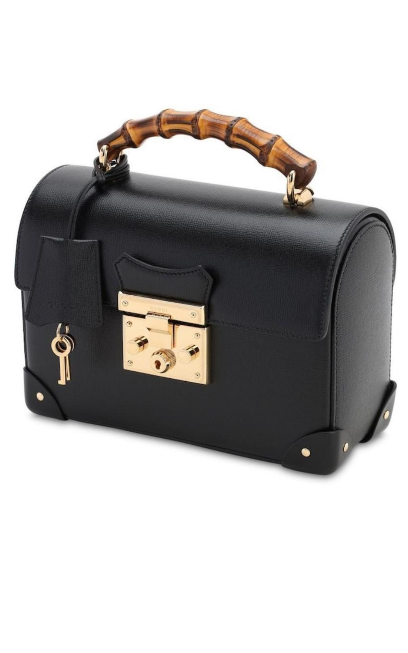 Padlock Small Bamboo Black Shoulder Bag - 3