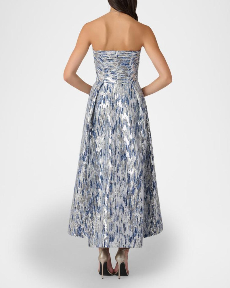 Dia Strapless Sequin Jacquard High-Low Gown 3