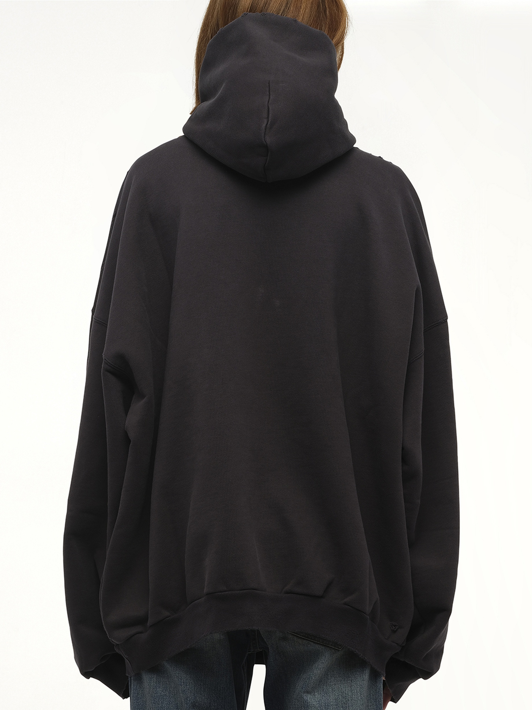 Eye-Test Large Fit Hoodie in Washed Black/White - 6