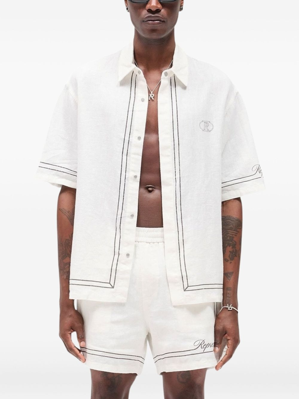 Border short-sleeve printed shirt - 2