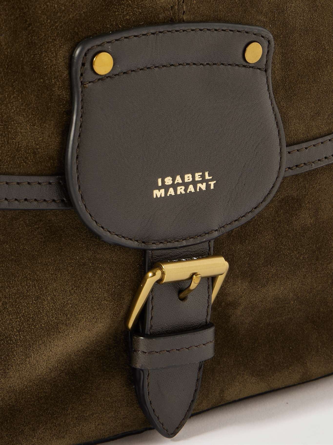 Isabel Marant Sierra leather-trimmed suede shoulder bag