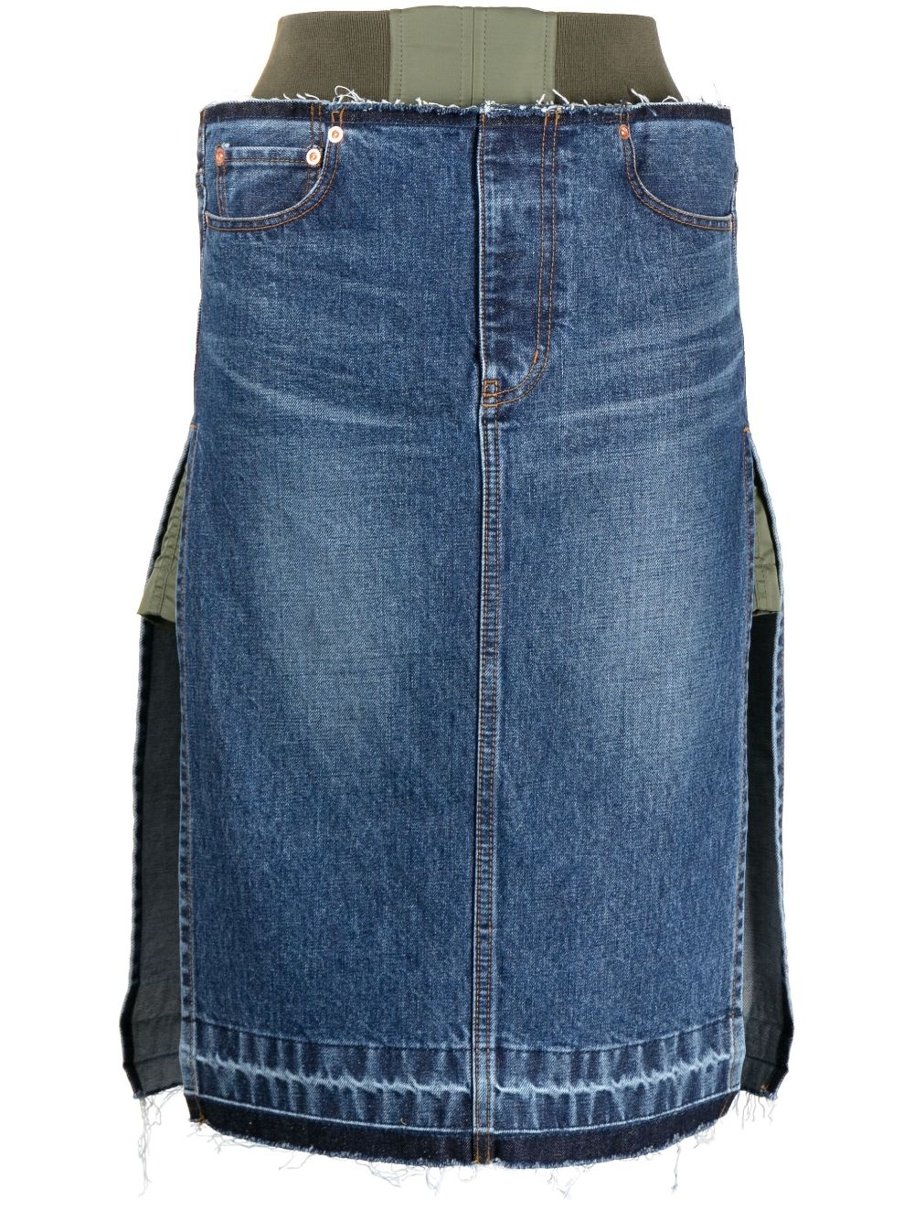 layered-effect denim skirt - 1