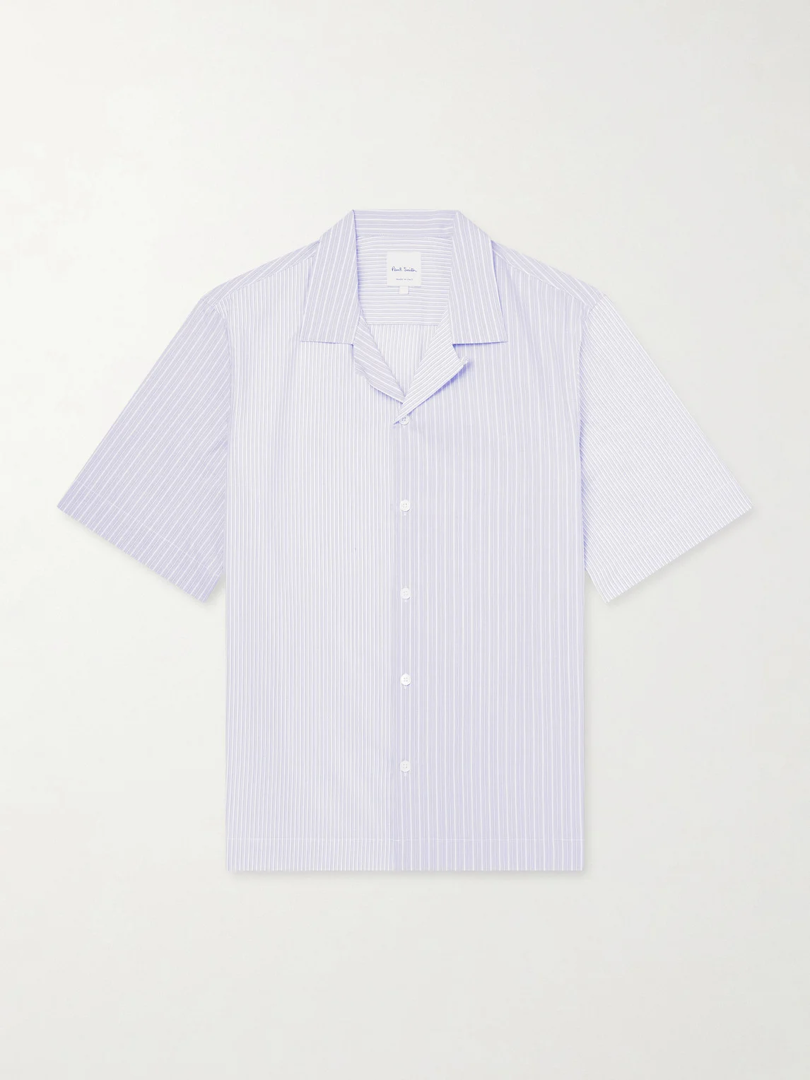 Camp-Collar Striped Cotton-Poplin Shirt - 1