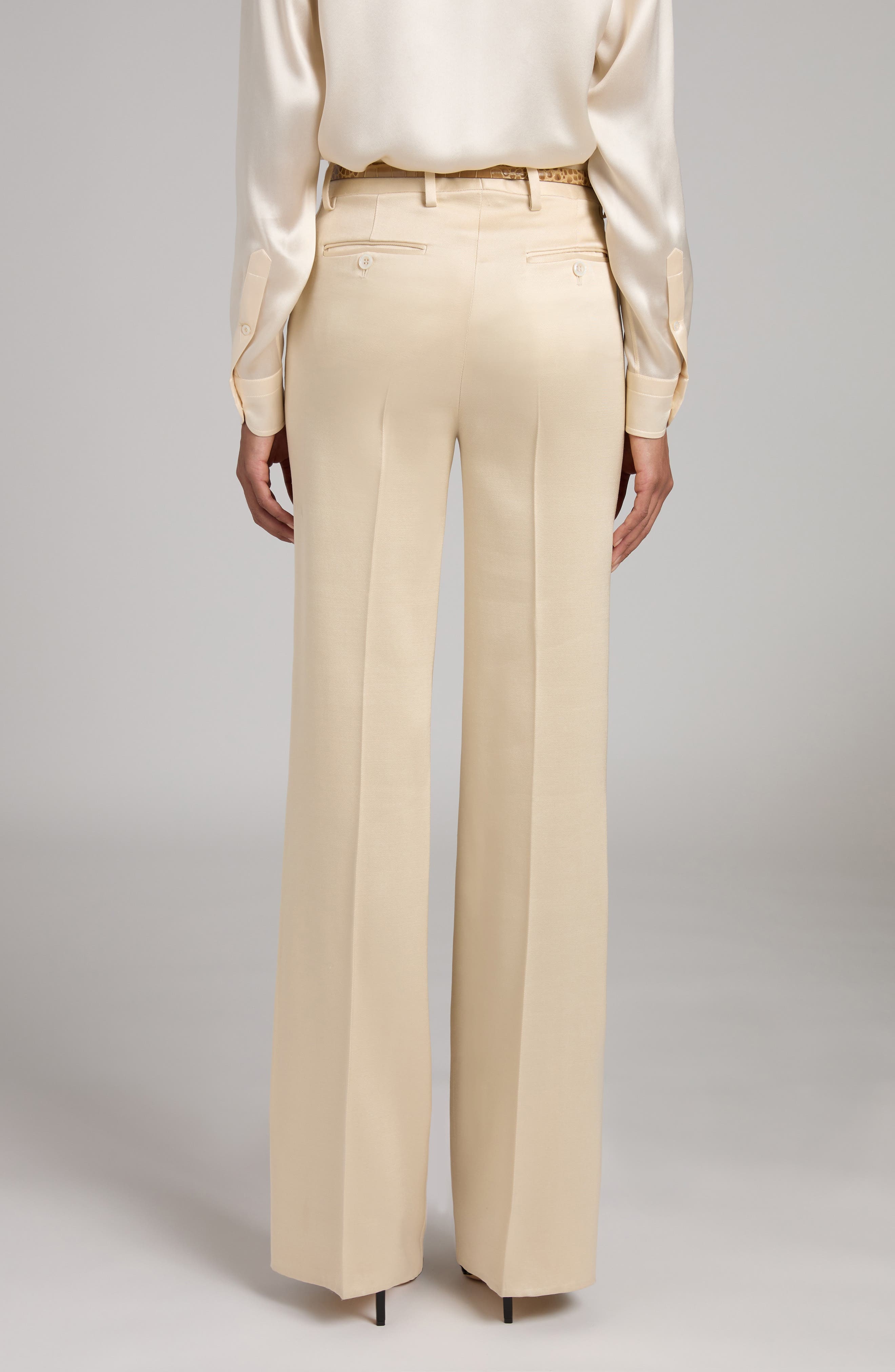 TOM FORD Silk & Virgin Wool Trousers in Aw040 Champagne at Nordstrom - 3