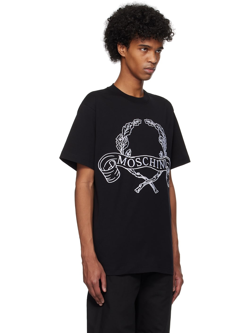 Black Maxi Laurel Crown Embroidery T-shirt - 2