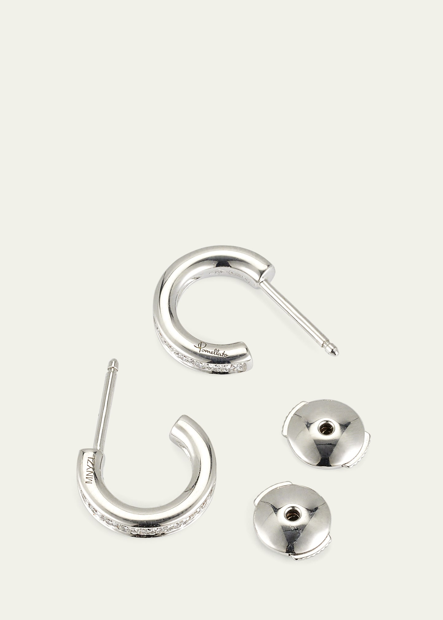 Together 18K White Gold Diamond Hoop Earrings - 4