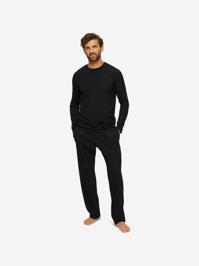 Derek Rose Men's Lounge Trousers Basel Micro Modal Stretch Black outlook