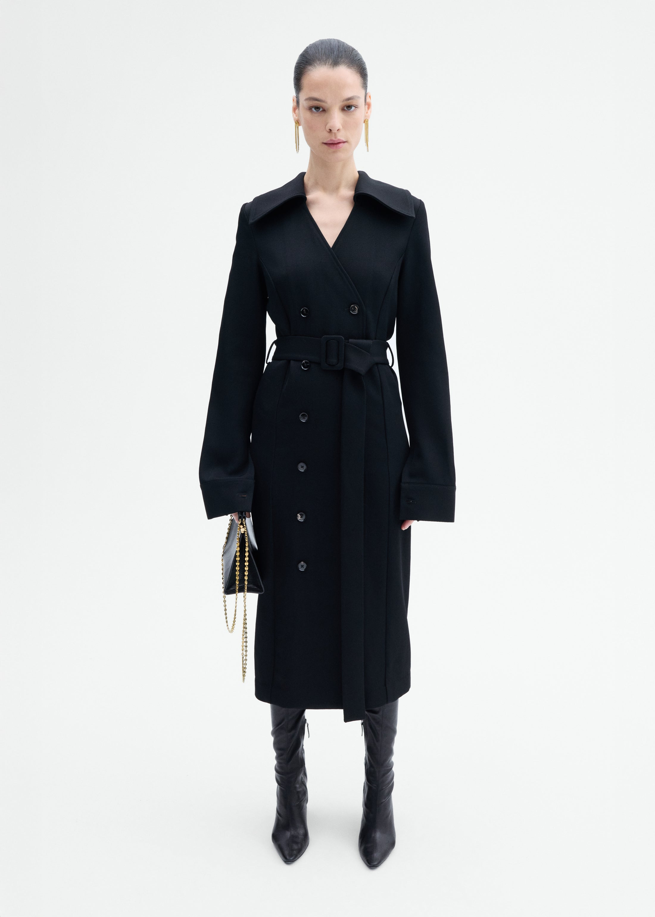 Belted Dress in Wool Twill - 3