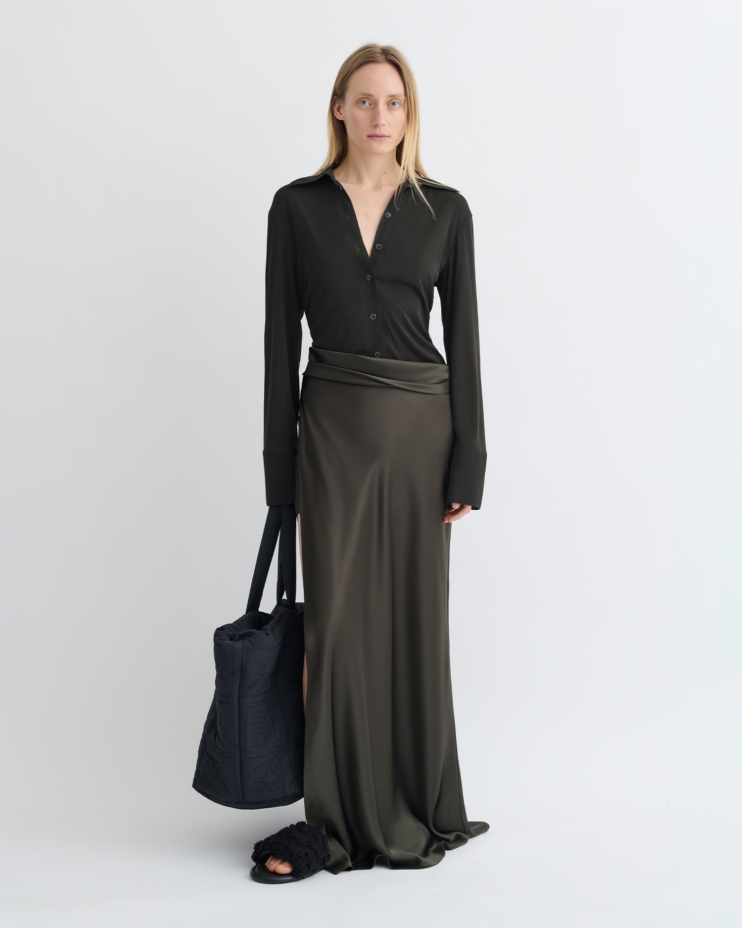 Mesh Jersey and Slip Satin Dress - 2