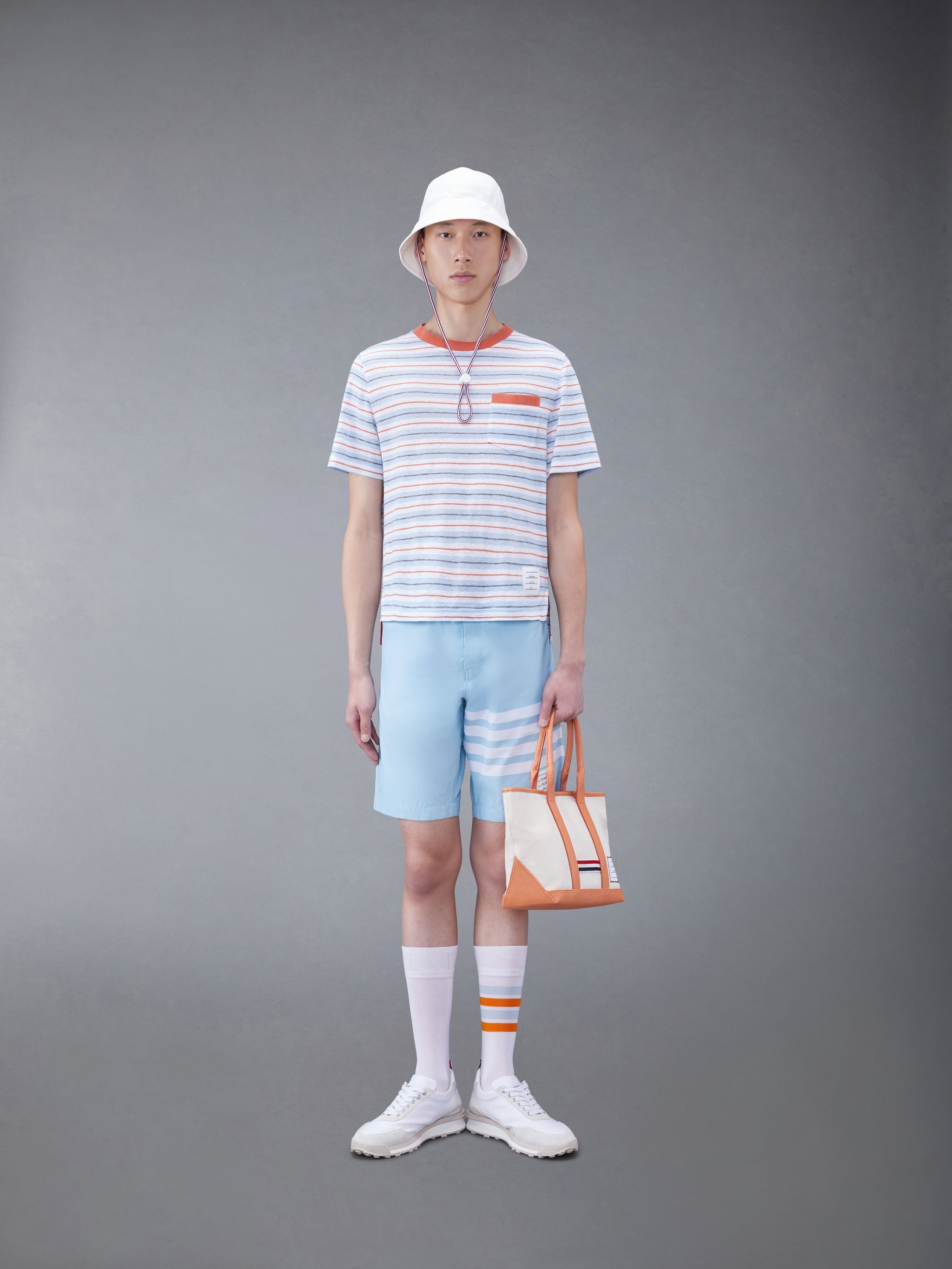 Linen Jersey Short Sleeve Striped Pocket Tee - 3
