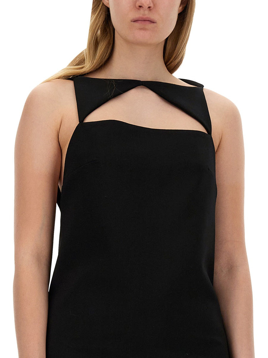 Versace Women Wool Blend Straight Mini Dress With Cut-Out - 4