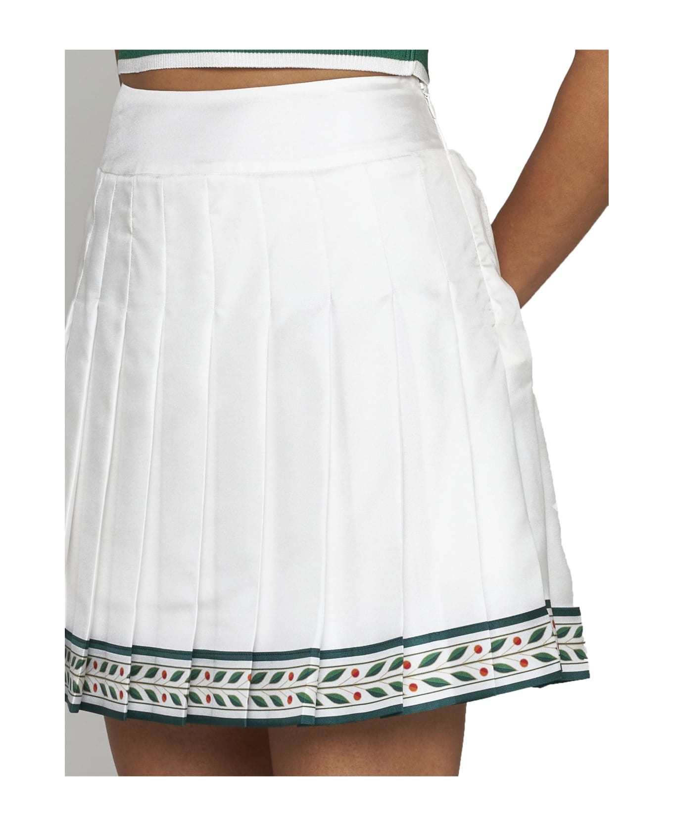 Pleated Silk Miniskirt - 5