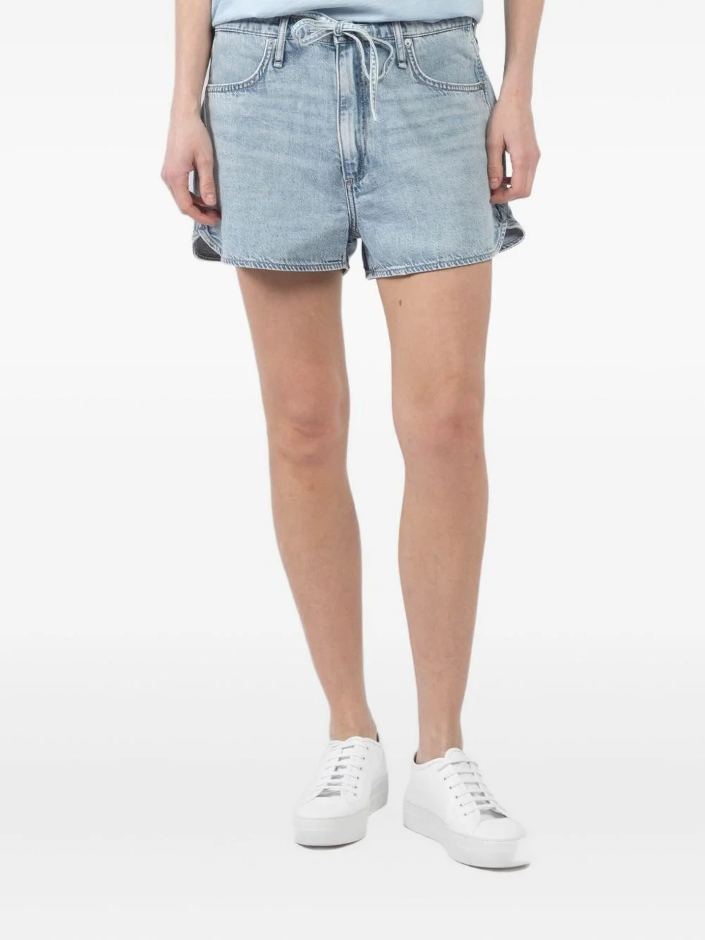 drawstring denim shorts - 1