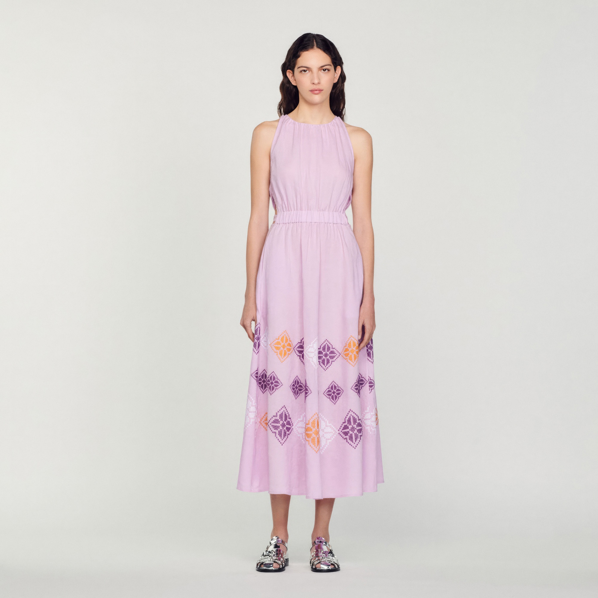 Long embroidered linen dress - 3