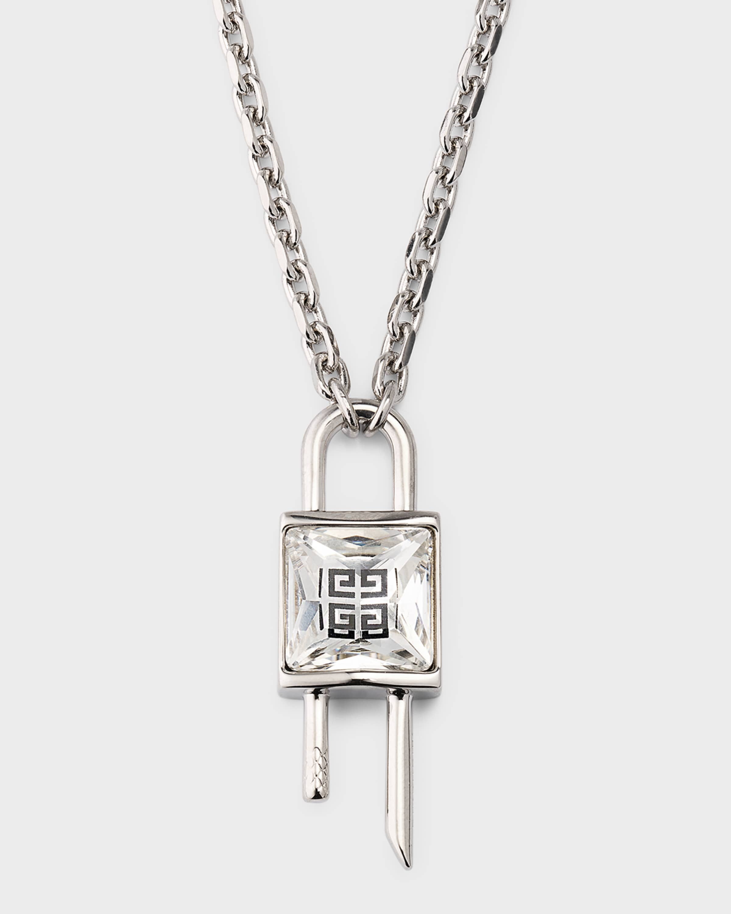 Mini Lock Silver Crystal Necklace - 1