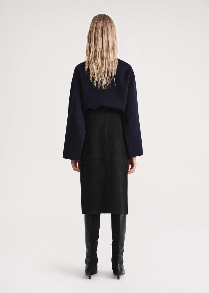 Paneled suede skirt black - 4