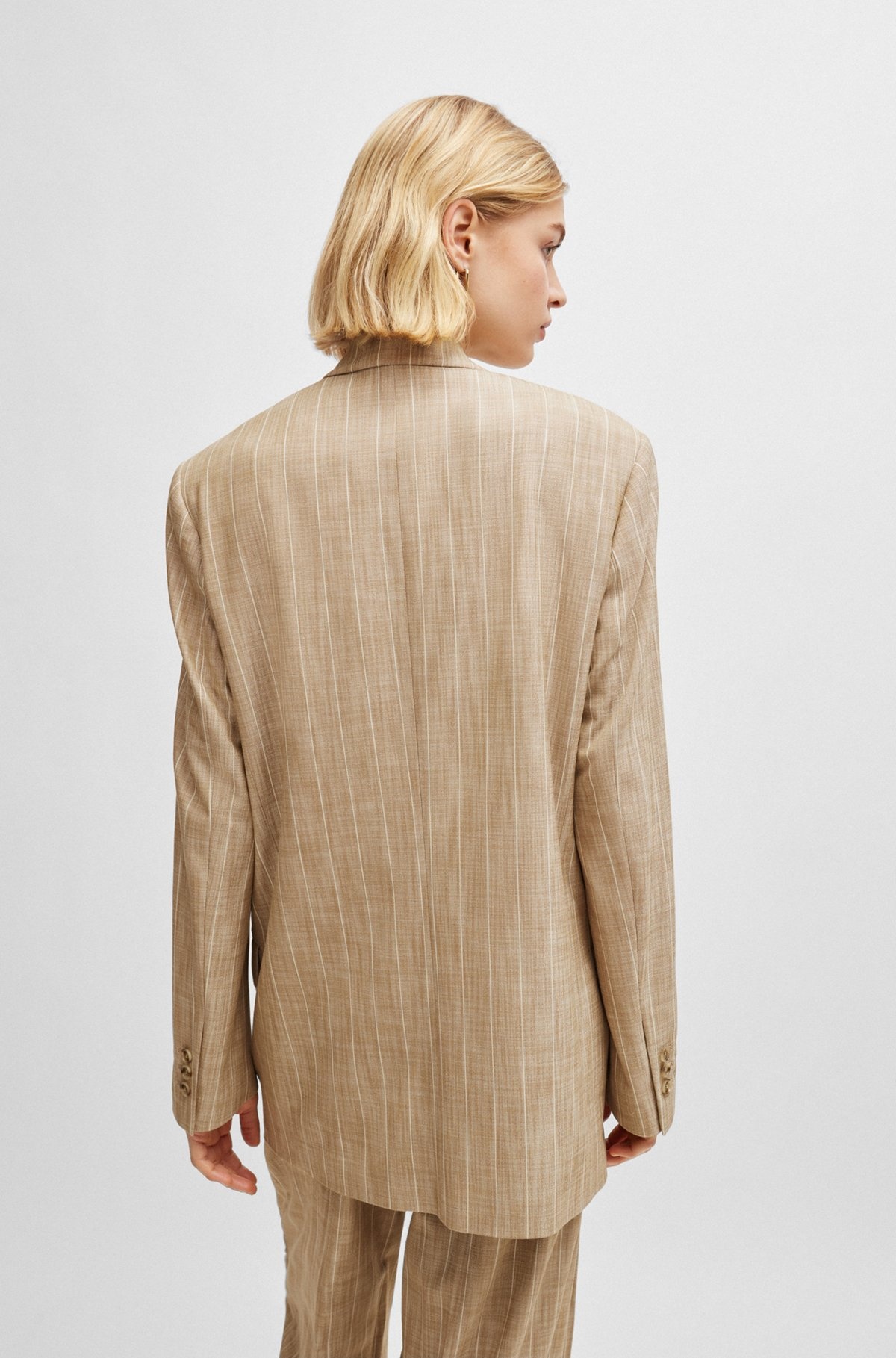 DOUBLE-BREASTED JACKET IN PINSTRIPE STRETCH FABRIC - 4