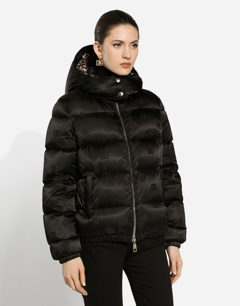 Padded satin jacquard down jacket with all-over DG logo 4