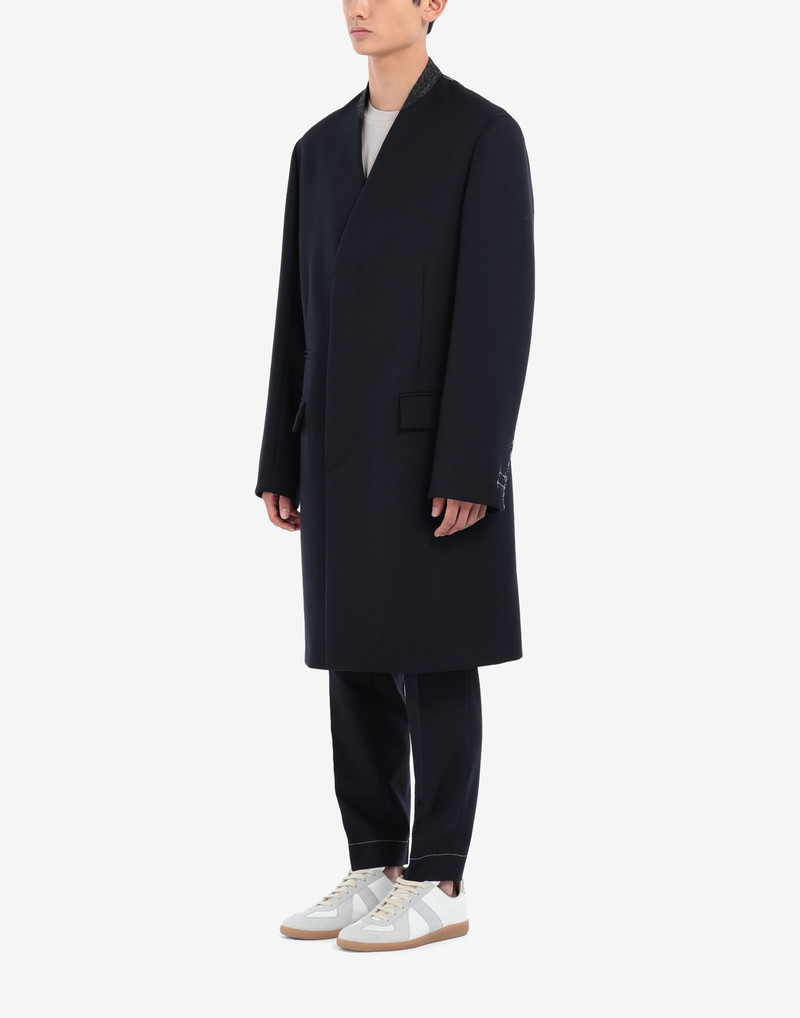 Collarless twill coat 5
