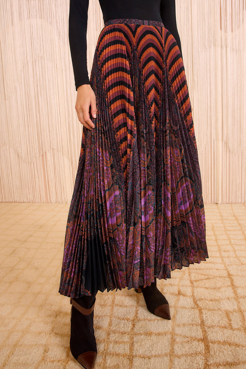 ULLA JOHNSON Shayna High Waist Pleated Midi Skirt outlook