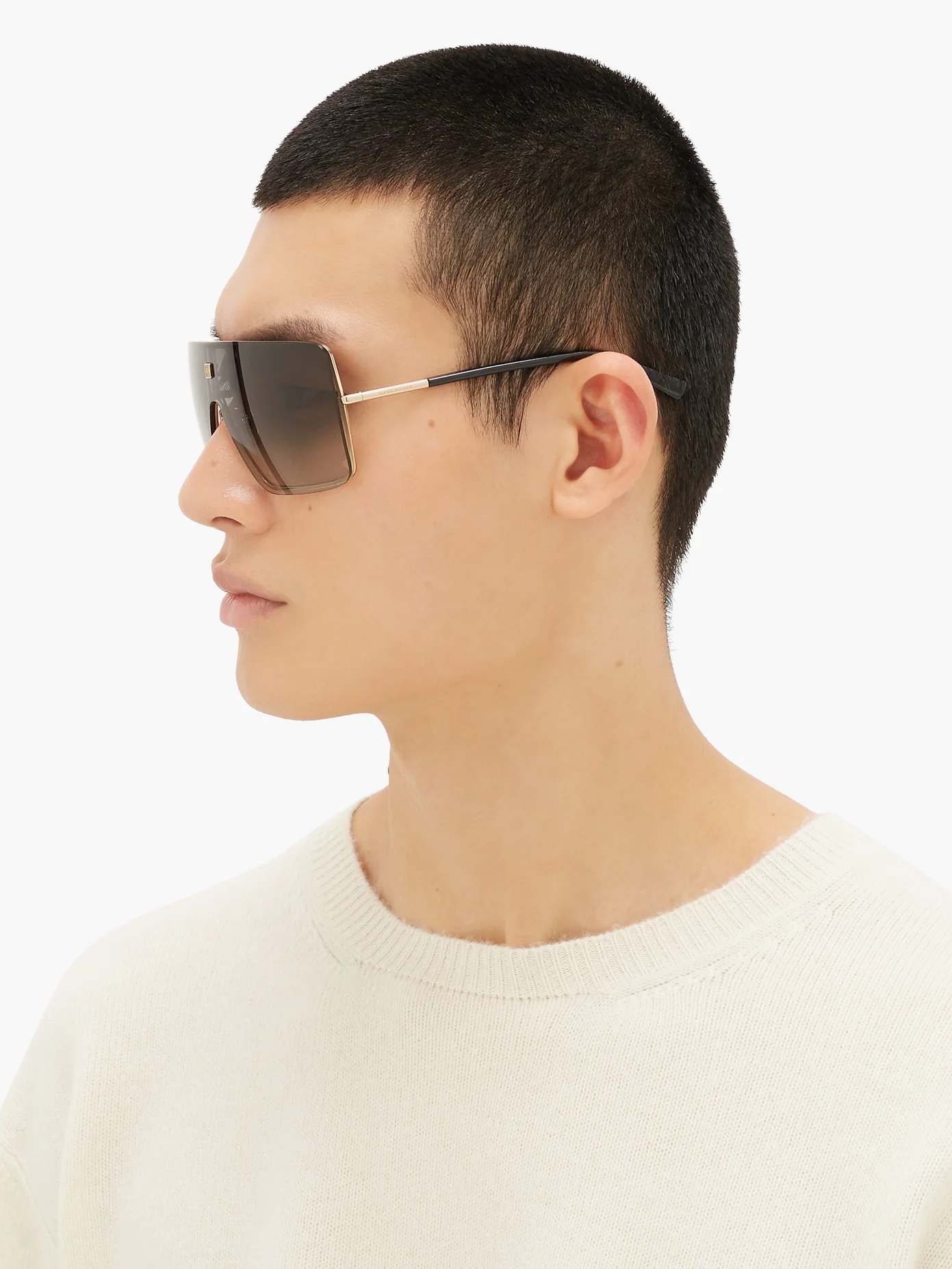 Aviator flat-top mask sunglasses - 3