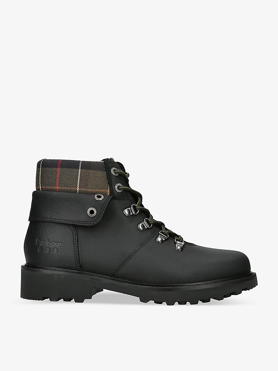 Burne tartan-trim leather hiking boots - 1