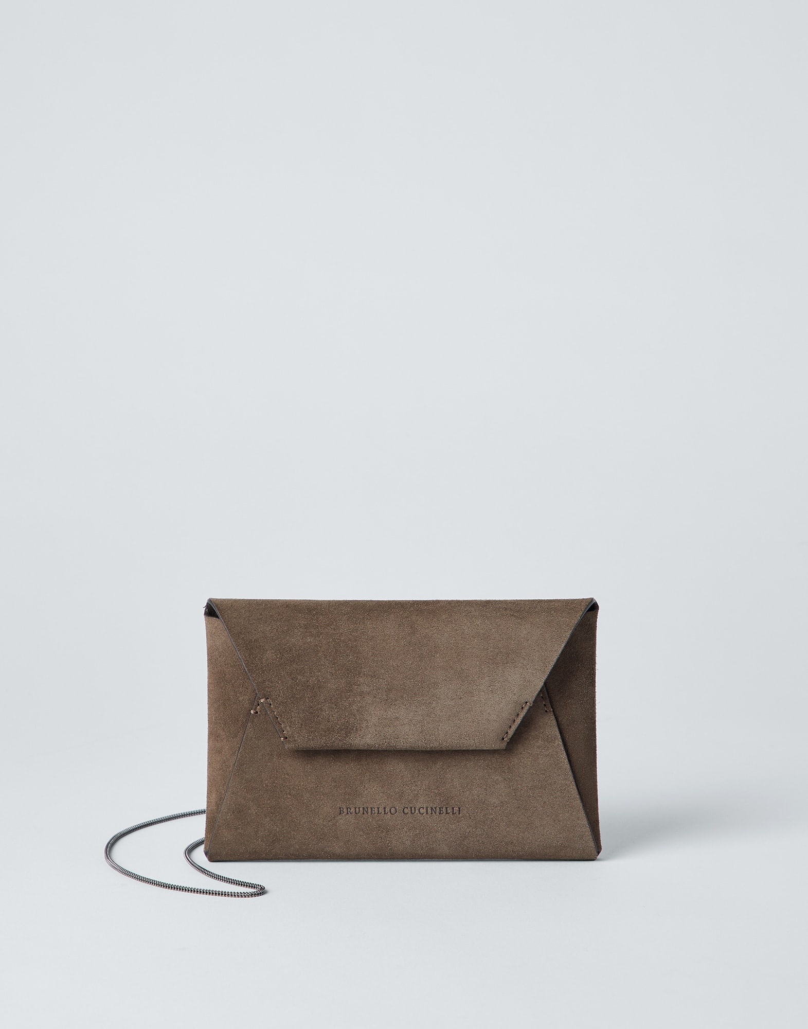 Suede envelope bag with precious chain - 1