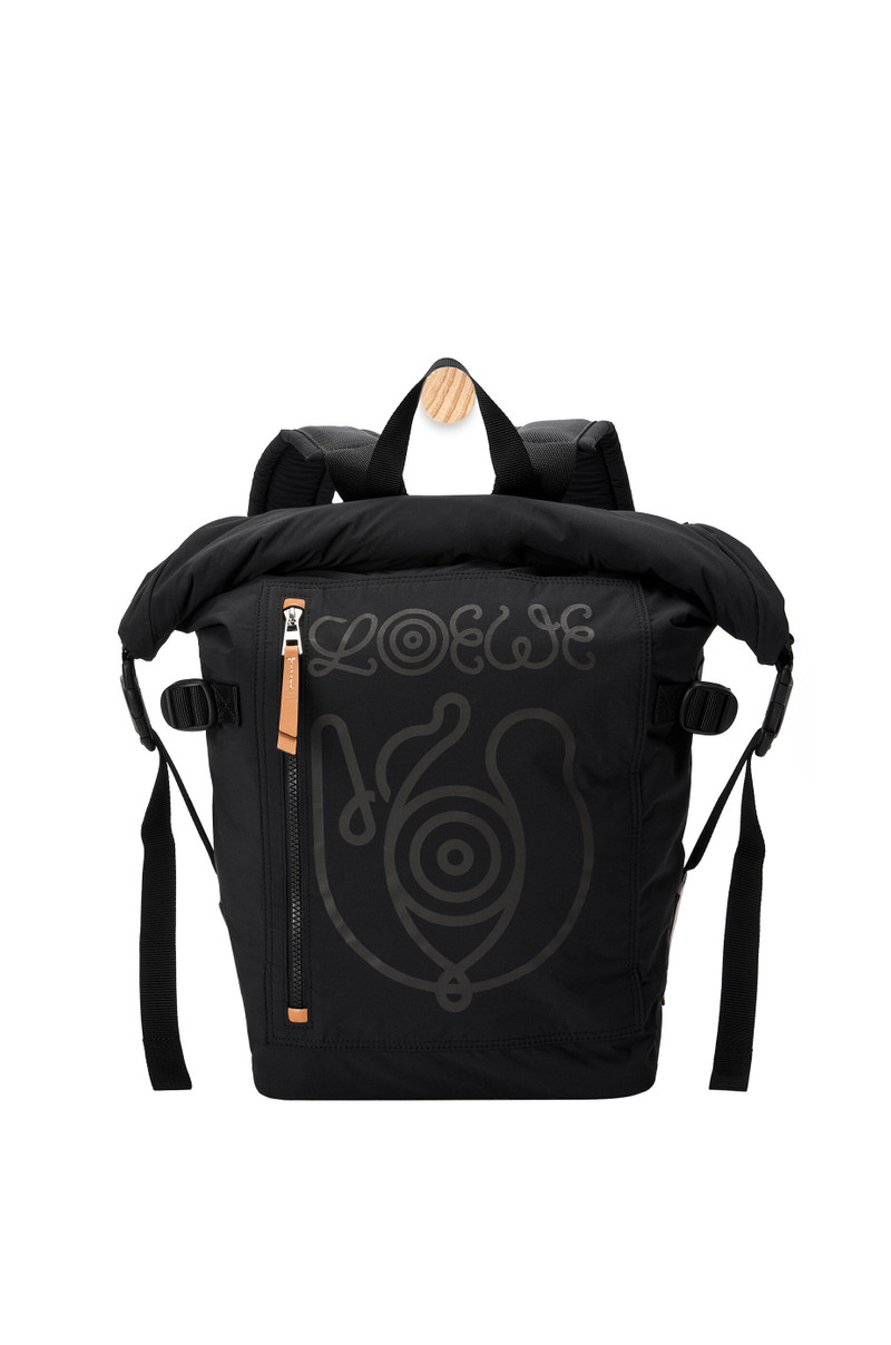 Roll top backpack in recycled nylon 1